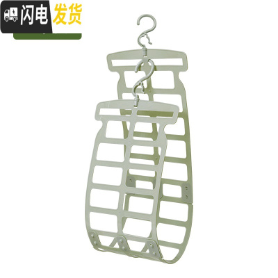 三维工匠双挂钩晒枕头架固定晒枕夹阳台娃娃晾晒架折叠晾衣架晒枕架 仙踪绿(1个装)