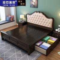 美式实木床1.8米双人床白色 轻奢主卧公主床欧式1.5米 现代简约床