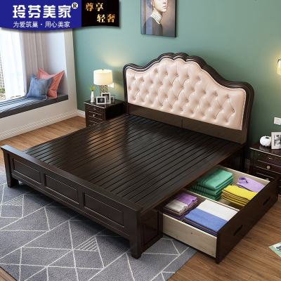 美式实木床1.8米双人床白色 轻奢主卧公主床欧式1.5米 现代简约床