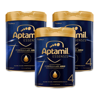 [三罐装]爱他美(Aptamil)ESSENSIS奇迹蓝罐 HMO婴儿配方奶粉 4段 3岁以上 900g[27年10月]