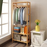简易衣帽架实木卧室挂衣架落地衣架收纳架简约现代衣服架子