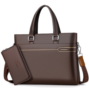 MKJ百搭男士手提包文件包斜挎包商务公文包横款电脑包韩款大容量男包14寸