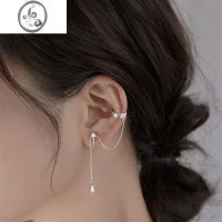 JiMi925银流苏吊坠耳夹女无耳洞2022年新款简约耳骨夹假耳钉耳环网红