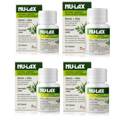 4瓶优惠装-澳洲Nu-lax乐康膏片芦荟味40粒膳食纤维150
