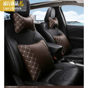 汽车抱枕头枕一对四件套靠枕车内靠垫腰垫车用腰靠护腰皮抱枕四季 三维工匠