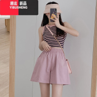YIBUSHENG工装短裤女季薄款2024新款高腰宽松运动小个子阔腿休闲棉麻裤子
