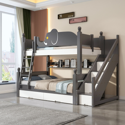 欧梵森 大象款橡胶木儿童床男女孩现代双层上下子母床小户多功能实木高低床儿童高低床儿童家具小孩床卧室上下母子床