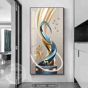维诺亚入户玄关装饰画轻奢正门对面墙壁画简约玄幻走廊过道竖版挂画