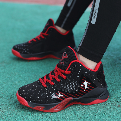 品牌2021春款男童网面透气青少年中大防滑女童防滑高帮软底篮球儿童运动鞋子