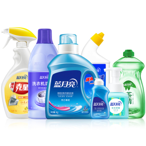 蓝月亮家清套装(薰衣草亮白+洗洁精+洗手液+洗衣机清洁剂+厕清+油污克星+白兰专用)3.435kg/套