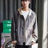 [2.5折价172元]唐狮秋季新款外套男拼接连帽工装外套休闲男士运动休闲外套