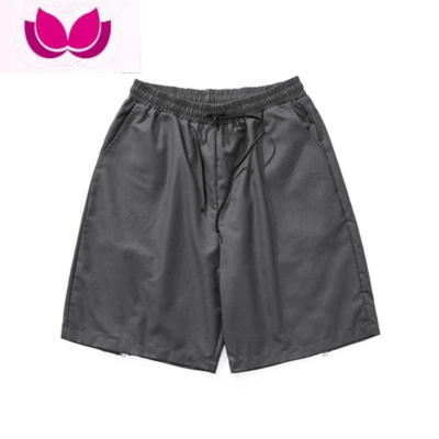 七斓高街设计感小众休闲后拉链西装短裤男夏季宽松直筒阔腿运动五分裤