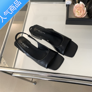 SUNTEK法式仙女风鱼嘴方头低跟鞋女2023夏季新款百搭女士时装凉鞋配裙子