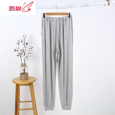 薄款棉男士收口睡裤家居长裤大码休闲居家空调裤灯笼裤费琳
