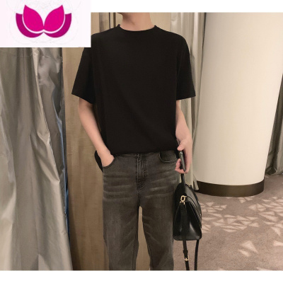 七斓夏季新款白色短袖t恤男韩版基础款宽松打底上衣体恤