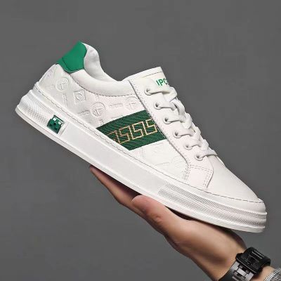 男鞋子夏季透气时尚潮流高档轻奢小白鞋真皮百搭厚底休闲板鞋男士