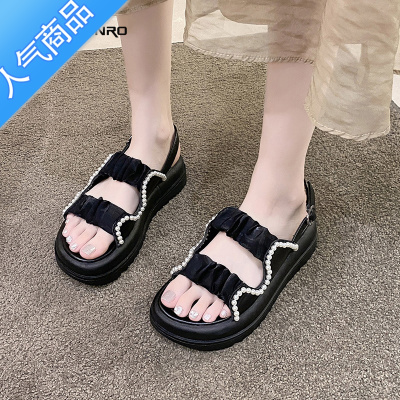 SUNTEK凉鞋女夏季2023年新款百搭外穿精致仙女风厚底女鞋夏