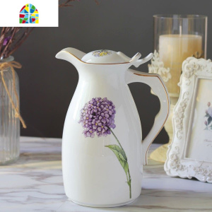 1.5升欧式大容量陶瓷冷水壶家用凉水壶耐热开水壶水杯带盖饮水具 FENGHOU 白玫瑰单壶