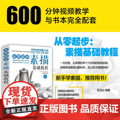 [ 正版书籍]从零起步:素描基础教程单体组合几何体静人物石膏头像新手入门 自学知识技法临摹手绘画画册