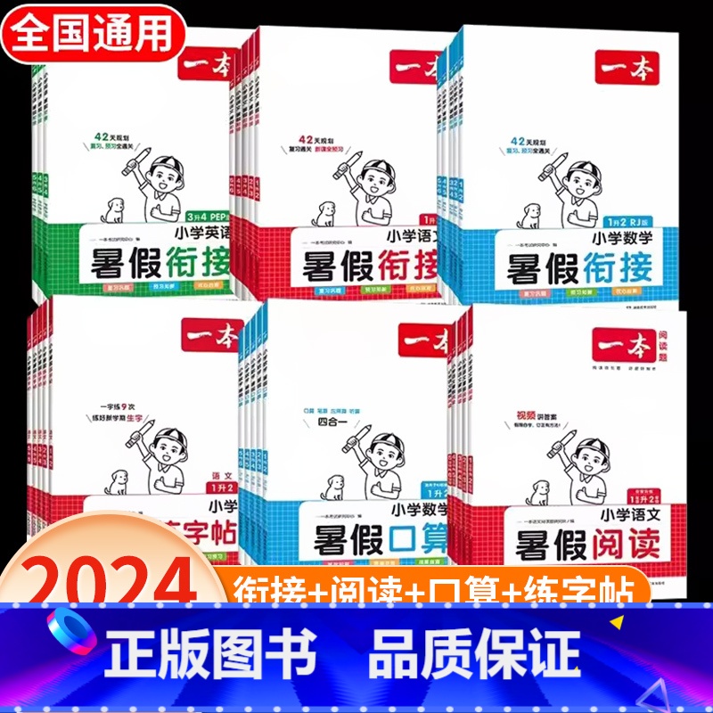 [全5册]暑假阅读+口算+练字帖+语数衔接 小学一年级 [正版]2024新版小学暑假衔接数学口算语文阅读理解专项训练一年
