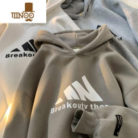 YANXU美式卫衣外套男2023新款潮牌复古印花青少年情侣连帽宽松上衣