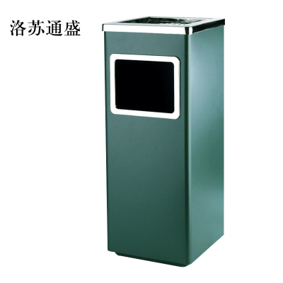 洛苏通盛不锈钢垃圾桶烟蒂柱灭烟桶带烟灰缸室外电梯口立式丽格正方形绿色