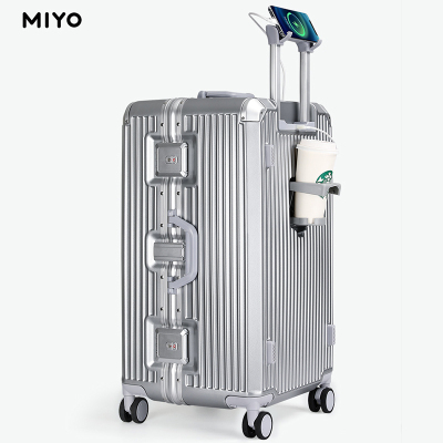 Miyo 24寸硬壳PC材质简约时尚拉杆箱铝合金拉杆四轮万向TSA海关锁安全旅行箱