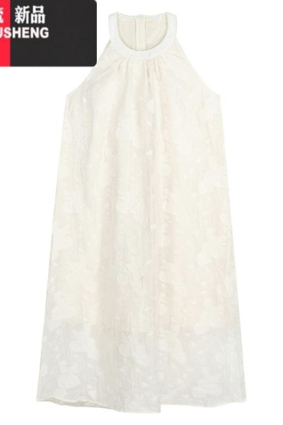 YIBUSHENG甜美雪纺挂脖连衣裙仙女季海边度假裙子气质高级感露肩无袖长裙