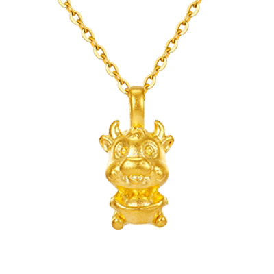 金匠世家5d黄金牛宝宝吊坠(怀抱元宝)(不含项链)