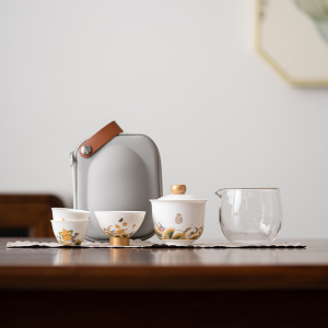 苏氏陶瓷(SUSHI CERAMICS)国潮海水无涯羊脂玉功夫旅行便捷快客茶具