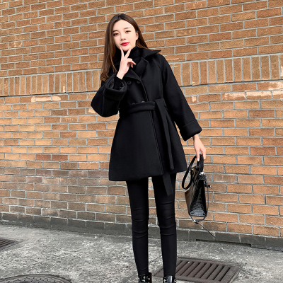 七斓黑色毛呢外套女短款收腰显瘦宽松韩版时尚气质小个子呢子大衣毛呢外套