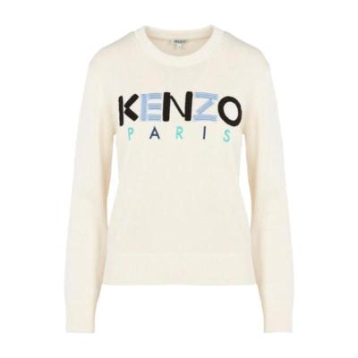 高田贤三(Kenzo)白色针织套衫女长袖圆领刺绣休闲套头衫运动卫衣