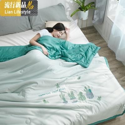 可水洗天丝夏凉被冰丝空调被薄款双人薄被子夏天单人夏季夏被机洗 三维工匠