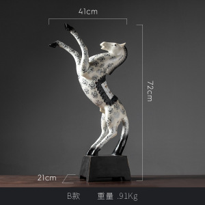 添福运 树脂摆件工艺品家居客厅电视柜酒柜装饰品玄关现代简约家居客厅酒柜小装饰品摆件办公室装饰品 复古印花马摆件