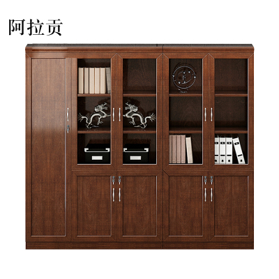 阿拉贡新中式办公室文件柜木质带锁实木油漆书柜老板办公室资料柜