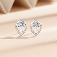 s999足银水滴形耳钉女秋轻奢菱形耳环小众ins潮2023新款耳饰批发