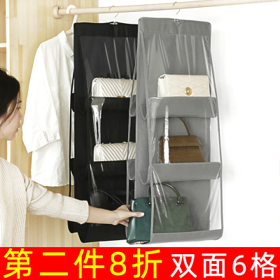 美帮汇包包收纳袋透明悬挂式墙挂袋布艺家用衣柜橱置物袋子宿舍收纳