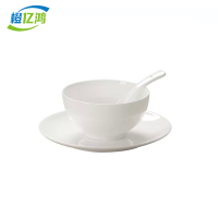 橙亿鸿 纯白骨瓷碗摆台餐具饭碗骨碟小勺套装 三件套/件