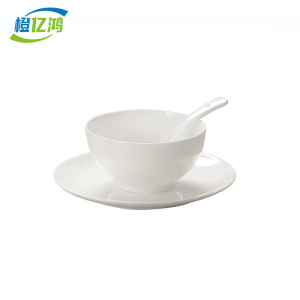 橙亿鸿 纯白骨瓷碗摆台餐具饭碗骨碟小勺套装 三件套/件 三件套/件