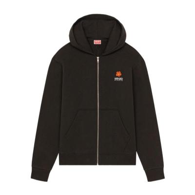 高田贤三(Kenzo)纯棉男款连帽拉链卫衣胸前徽章装饰休闲百搭套头