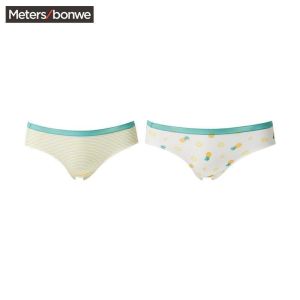 [好货直降:29]美特斯邦威内裤女新款夏季简约舒适印花中腰两条包女士三角裤