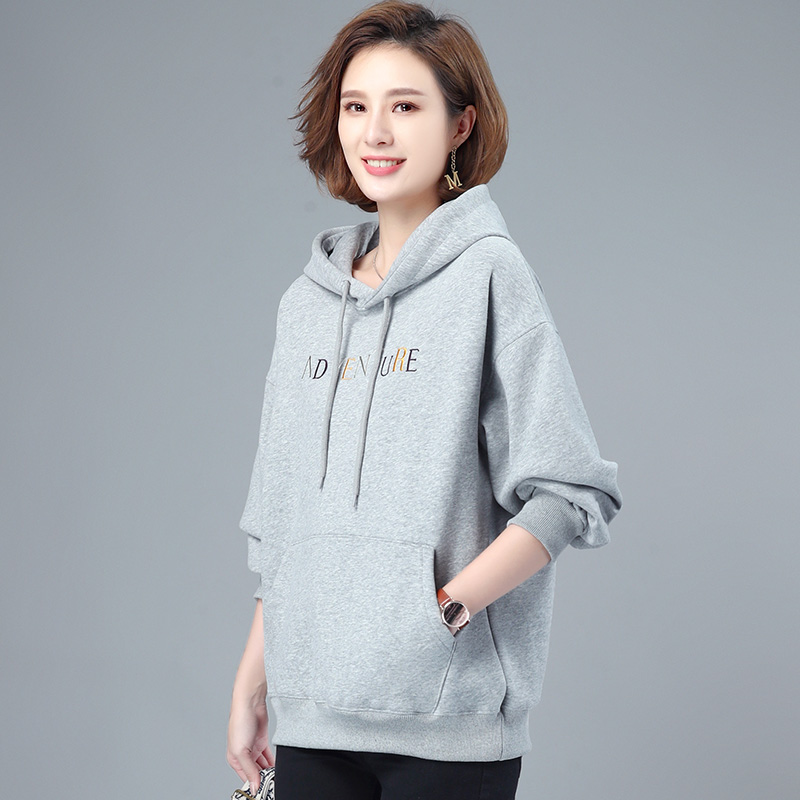 2020年新款女士卫衣套头连帽加绒卫衣女休闲冬装韩版宽松保暖卫衣女装