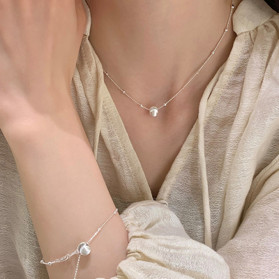 纯银镭射珠项链女款2025新款圆珠锁骨链手链轻奢小众精致银饰送女朋友老婆情人节七夕生日礼物