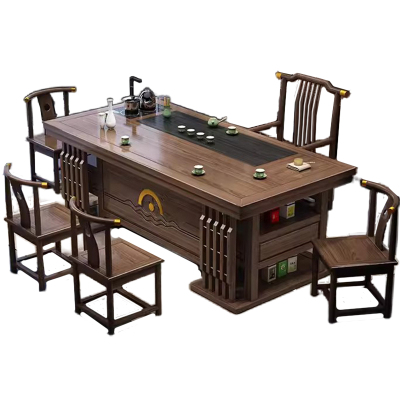 锦北 茶桌椅组合办公室功夫茶几泡茶台套装一体家用小户型喝茶桌 2.0米