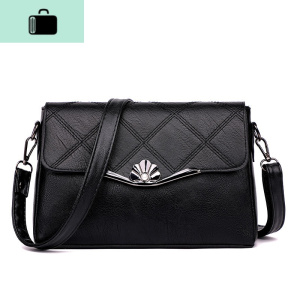 韩版斜挎包2019新款软皮中年挎包化妆包单肩包妈妈女包NEW LAKE F2009-黑色女士单肩包 F2009-黑色