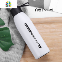 保温杯男士初中学生个性简约水杯女便携不锈钢韩版杯子创意潮流 FENGHOU 白色+杯套