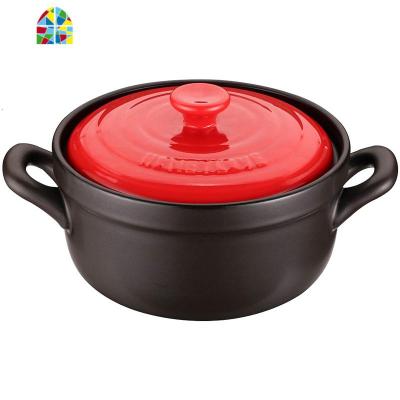 封后干烧炒菜家用烤红薯明火炖汤可高温土沙煲粥坤博陶瓷砂锅煲汤 FENGHO 4.8升[红色盖]4、5人煲汤煲粥烤鱼烤鸡盐