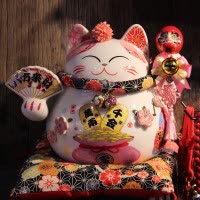 日式猫店铺收银台小摆件创意存钱罐开业家居客厅玄关饰品 三维工匠 节节高升(升级版)&中国风