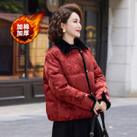 年女装新款妈妈外套女大码短款冬装棉衣40岁国风加厚冬季衣服