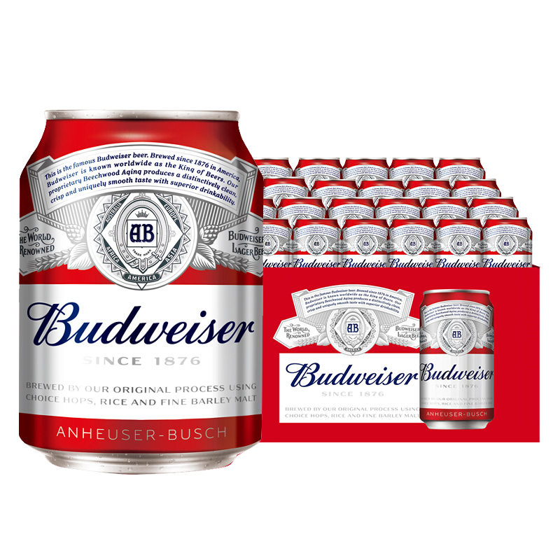 百威(budweiser)啤酒迷你啤酒255ml*24罐整箱装